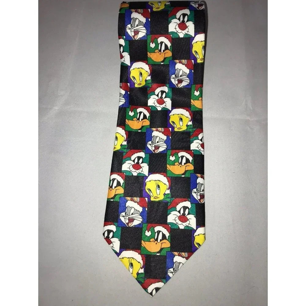 Looney Tunes Christmas Bugs Bunny Daffy Duck Tweety Bird Sylvester Cat Neck Tie
